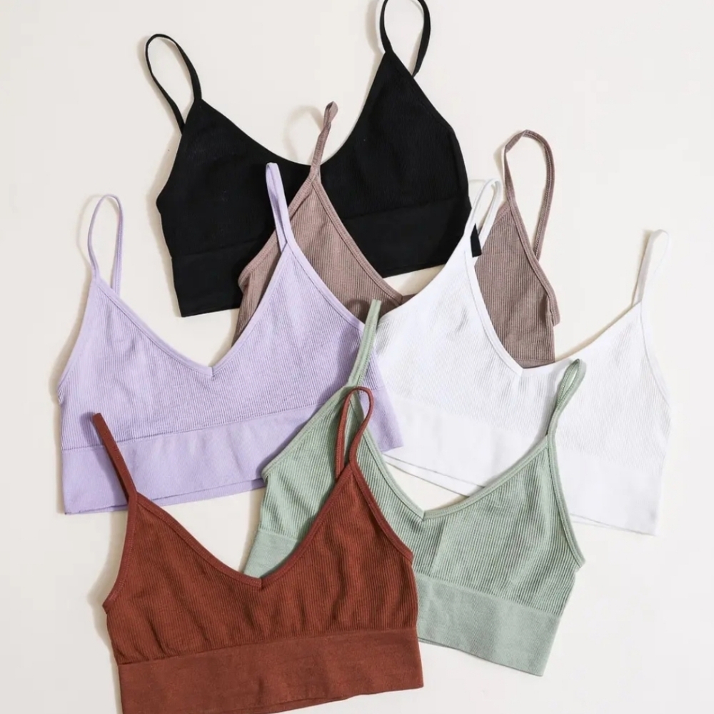 Everyday V-Neck Ribbed Bralette - Rust Color NWT